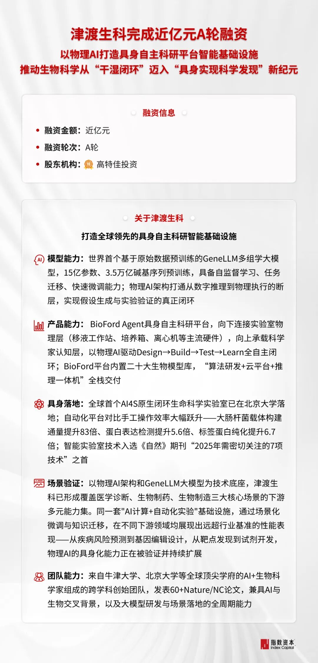 津渡生科完成近亿元A轮融资,指数资本担任独家财务顾问 津渡生科完成近亿元A轮融资,指数资本担任独家财务顾问